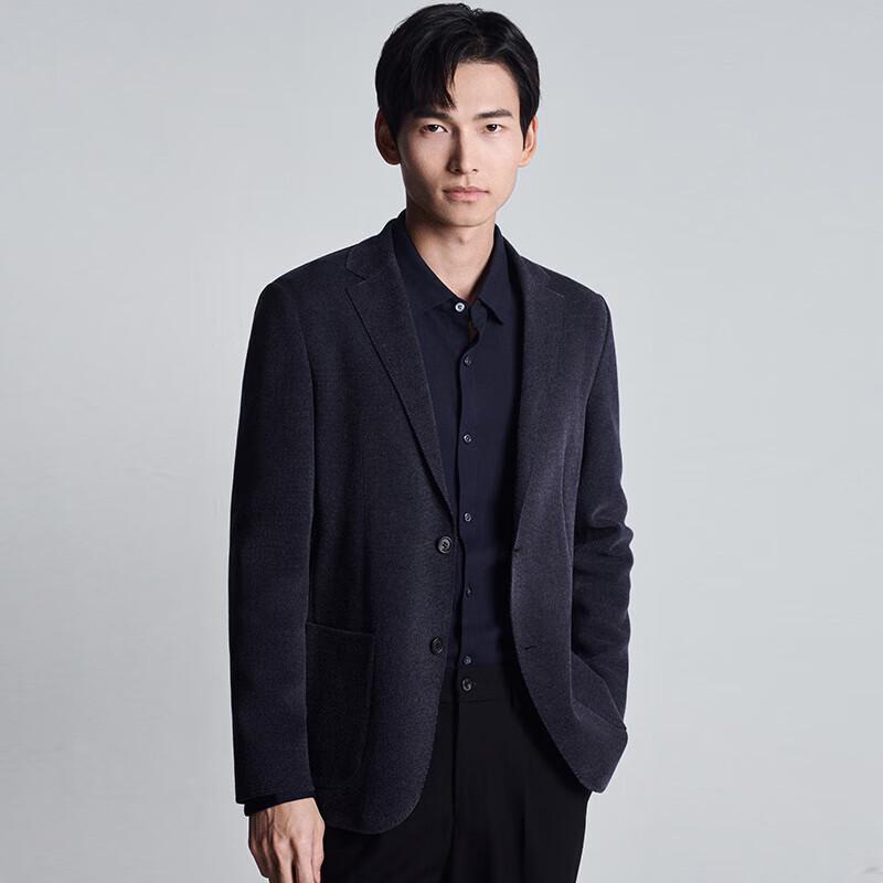 Baoxiniao Men's Slim Fit Dark Grey Interlock Knit Blazer
