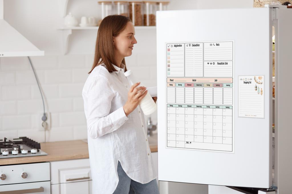 Magnetischer Planer Für Den Kühlschrank - Kalender & Aufgaben-Tafel + Stift Und Einkaufslisten-Notizblock Mit Magnet