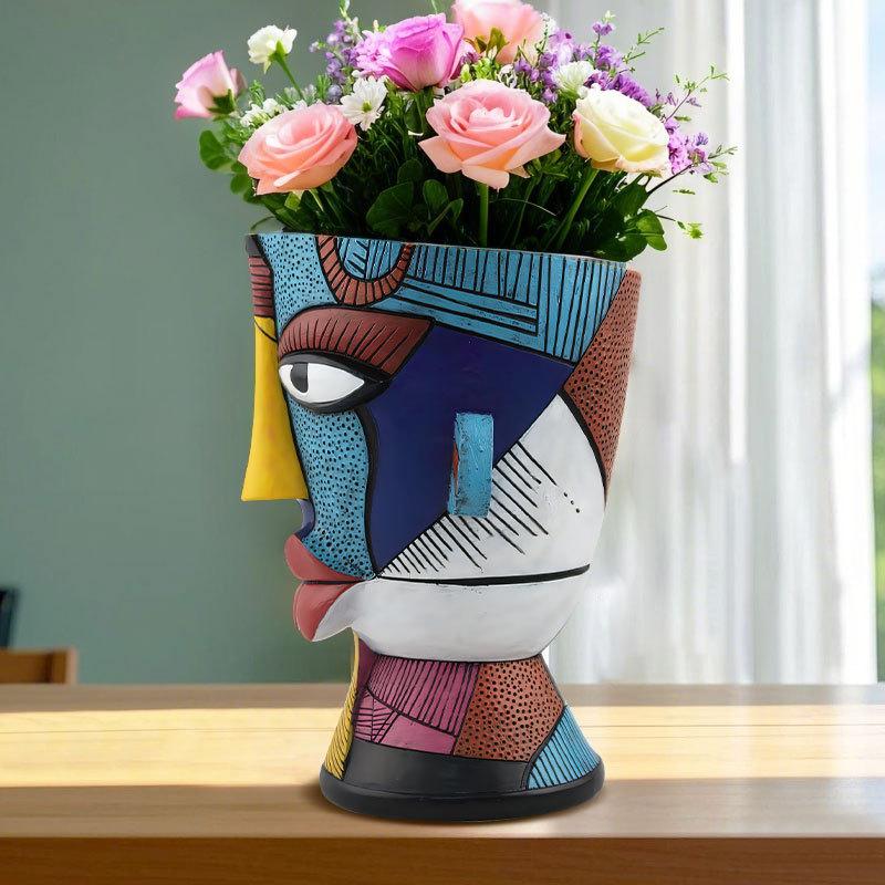 Colorful Abstract Face Flower Pot Creative Home Desktop Planter Decor Hot Sale