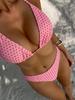 Maillot de bain pour femme Bikini sexy à imprimé, bretelles doubles, taille haute, fendu