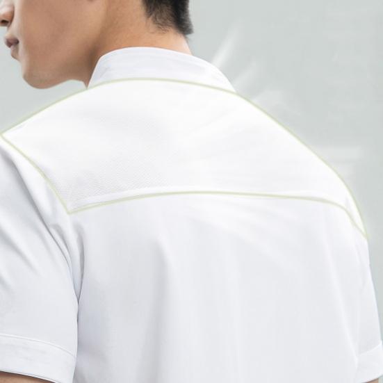 Chef Uniform Stand Collar Short Sleeve Chef Coat Single-Breasted Buttons Solid Color Workwear Professional Chef Apparel
