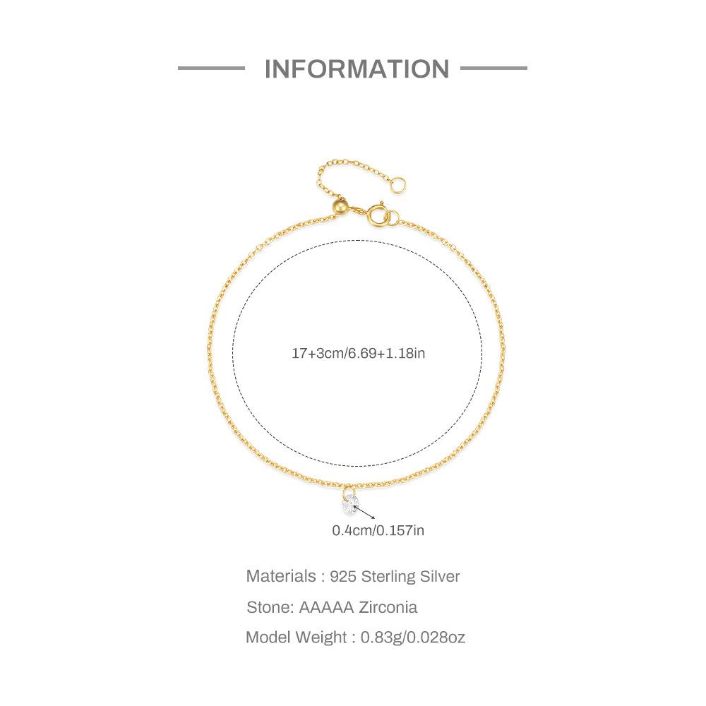 Stylish And Simple S925 Sterling Silver Single Diamond-Encrusted Stacked Daily Matching Women'S Bracelet