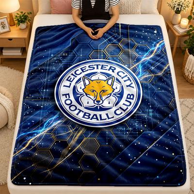 Flannel BlanketLeicester City Football Warm Soft Throw Blanket for Indoor Sofa Bed Living Room Use