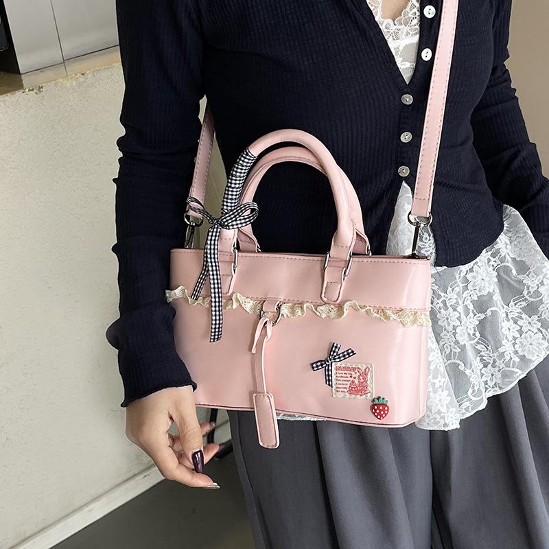Girls Lace Handbag Women's New Large-capacity Commuter Shoulder Messenger Tote Bag