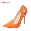 Móda Aphixta Nové 4,72palcové super vysoké jehlové podpatky lakovaná kůže dámské lodičky barevné oficiální boty se špičatou špičkou plus velká velikost 49 50