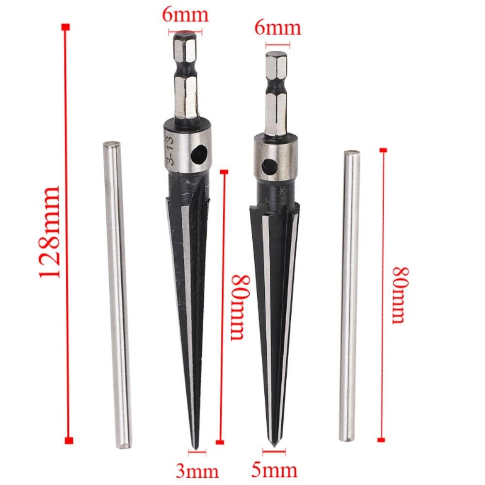 2PCS Handheld 3-13mm Tapered Reamer 5-16mm Chamfer Reaming T Handle Reamer T-Shank Hand Reamer For Wood and Plastic