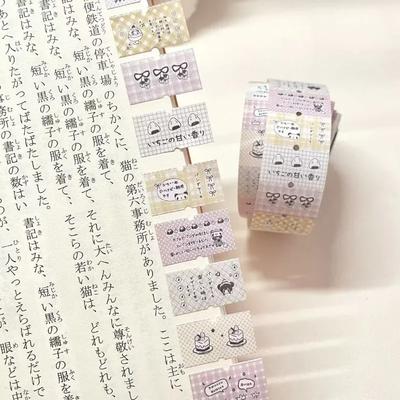 Kawaii Cremefarben Cartoon Scrapbooking Notizblock Niedlich Cartoon Retro Japanisch Haftstreifen Mini DIY Deko Schreibwaren Aufkleber