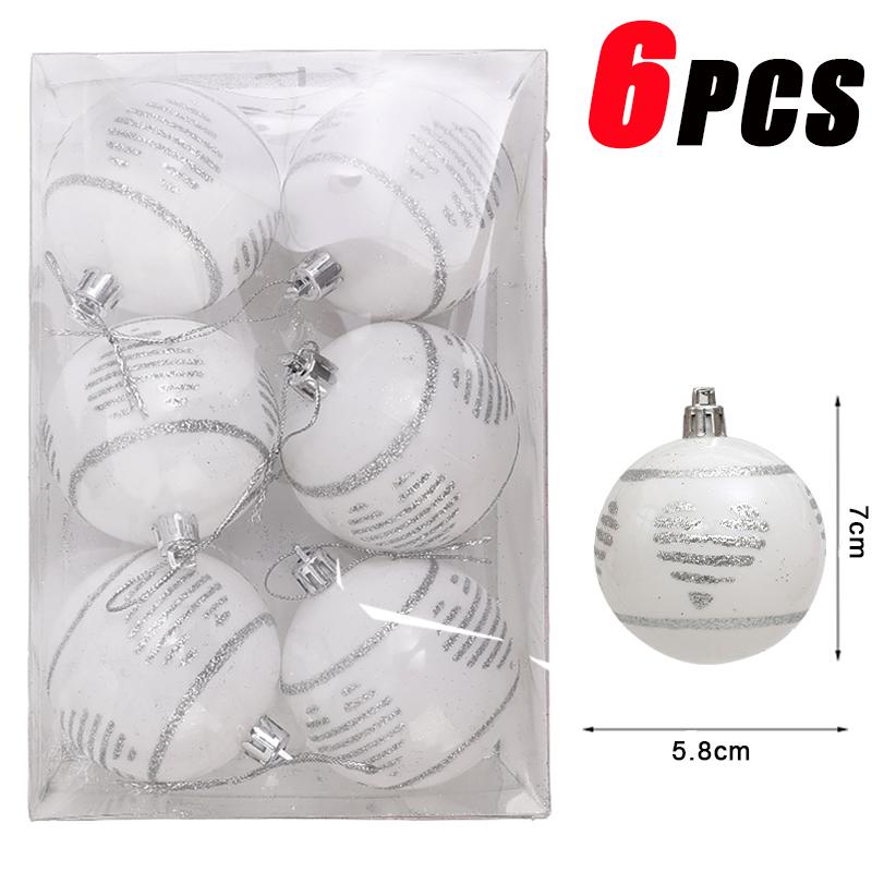 6Pcs Christmas Ball Ornaments With Painted Xmas Tree Hanging Pendant New Year Gifts For 2025 Christmas Navidad Party Decoration