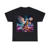 Unisex Adult T Shirt Angelic Dog Neon Fantasy Graphic Tee Golden Retriever