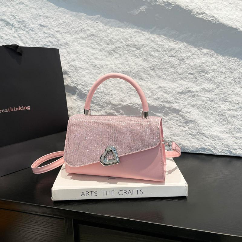 2025 new foreign style Korean version popular fashion shoulder messenger bag retro splicing fashionable sequined portable small square bag