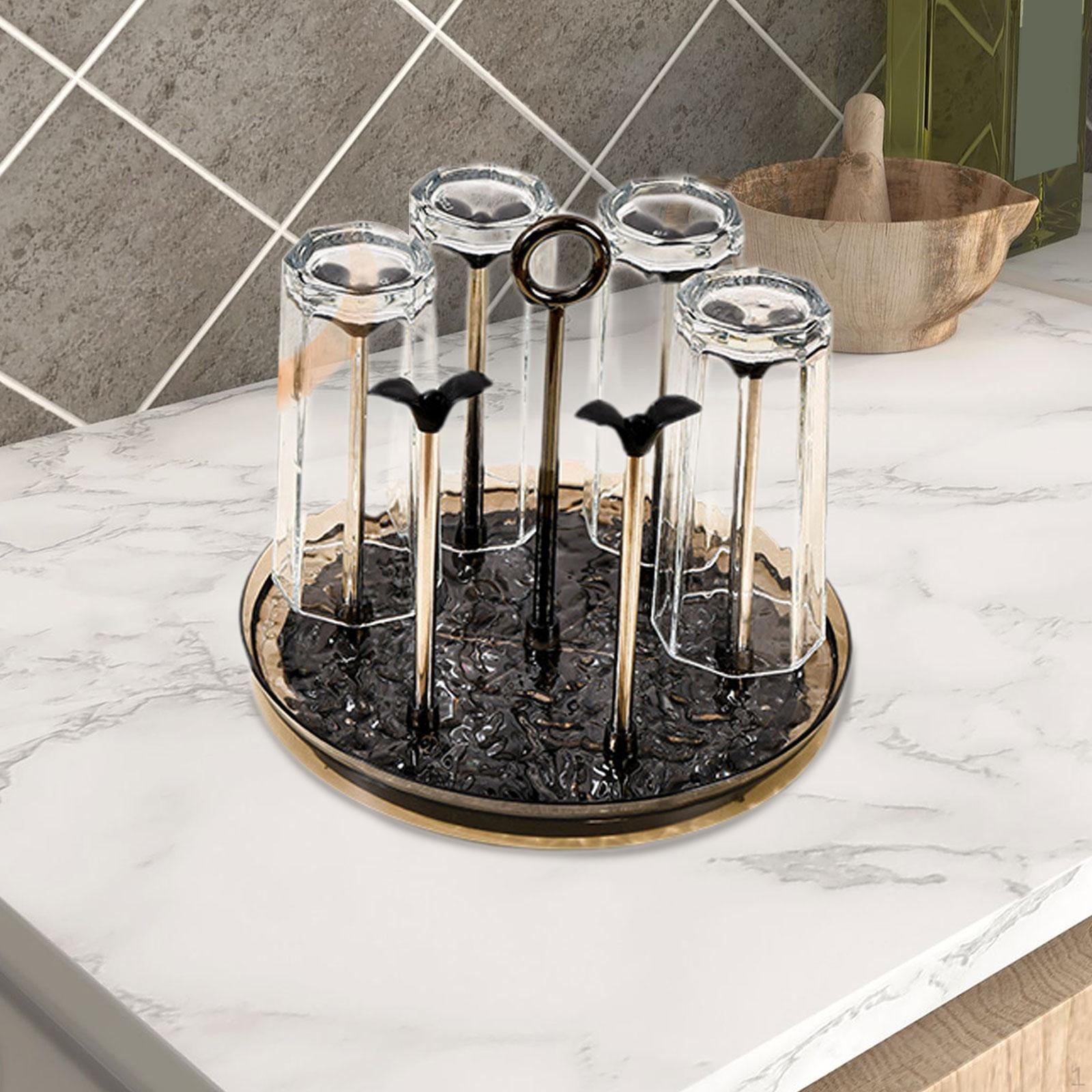 Подставка для сушки чашек, сушилка для бутылок, вращающееся основание для кухни, для столешницы чёрный