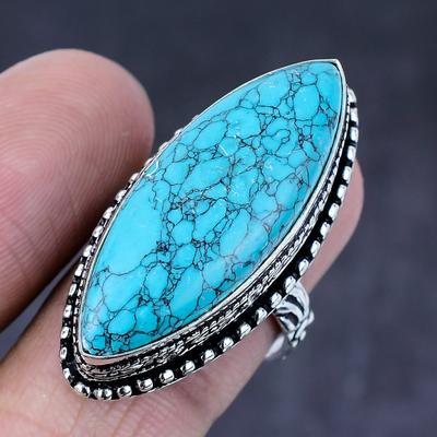 Natural Santa Rosa Turquoise Gemstone Handmade 925 Steling Silver Ring S.9 o0S19