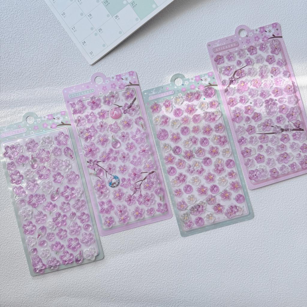 Romantic Sakura Petal Cherry Blossom 3D Relief Stickers Scrapbooking Diy Journaling Stationery Diary Decor School Cute Stickers