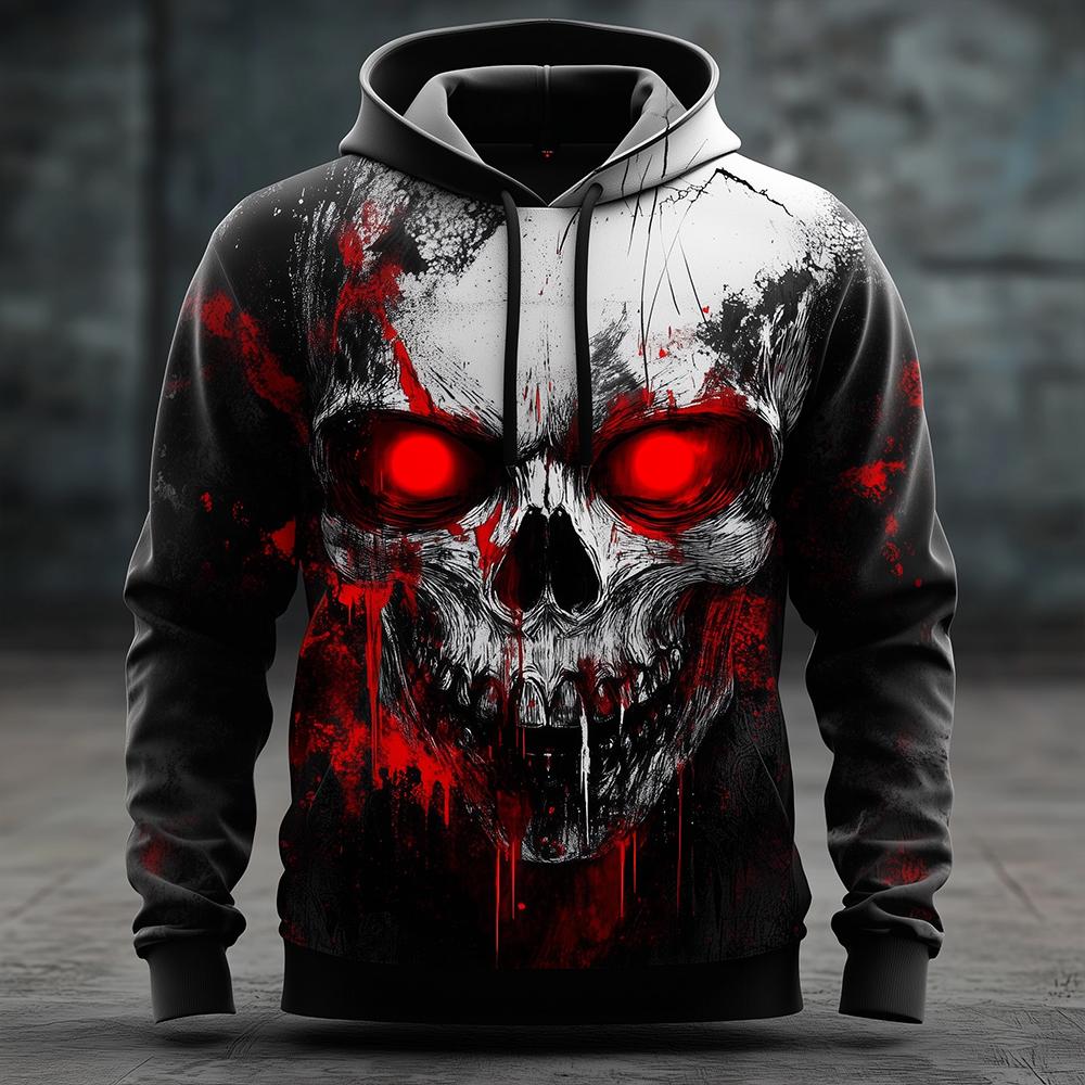 New Trend Skull Tie-dye Hoodie Autumn And Winter Street Hip-hop Style Personality Sweatshirt Men's Super Loose Casual Pullover