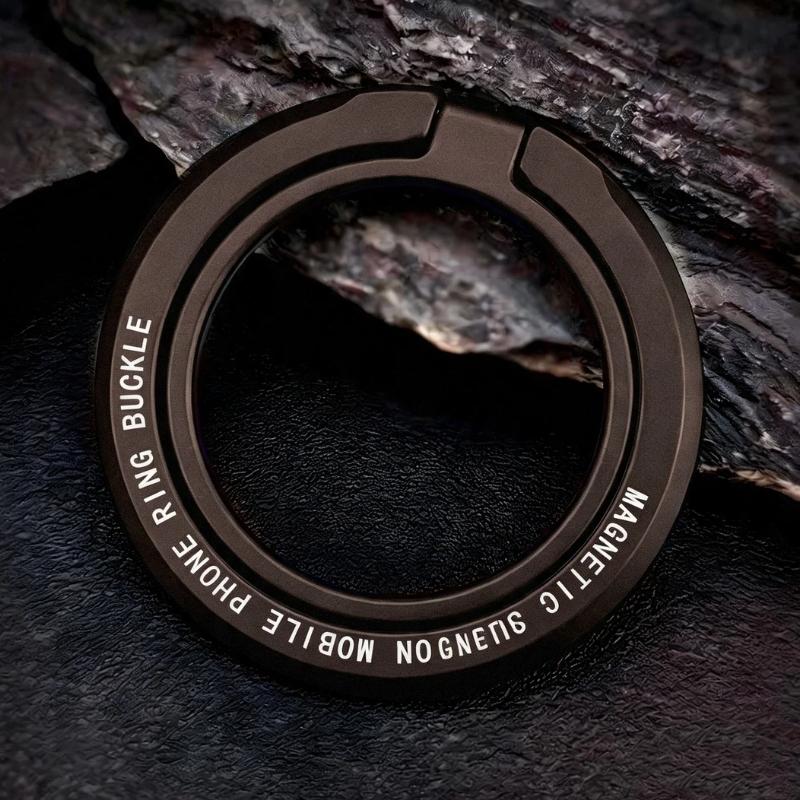 Foldable Metal Magnetic Phone Finger Ring Grip 360° Rotatable Stand Mount Strong Adhesive for Travel Phone Anti-Lost Use