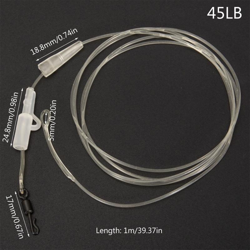45LB Fishing Accessories Durable Leading Line Fluorocarbon Wire with Swivels 1pc