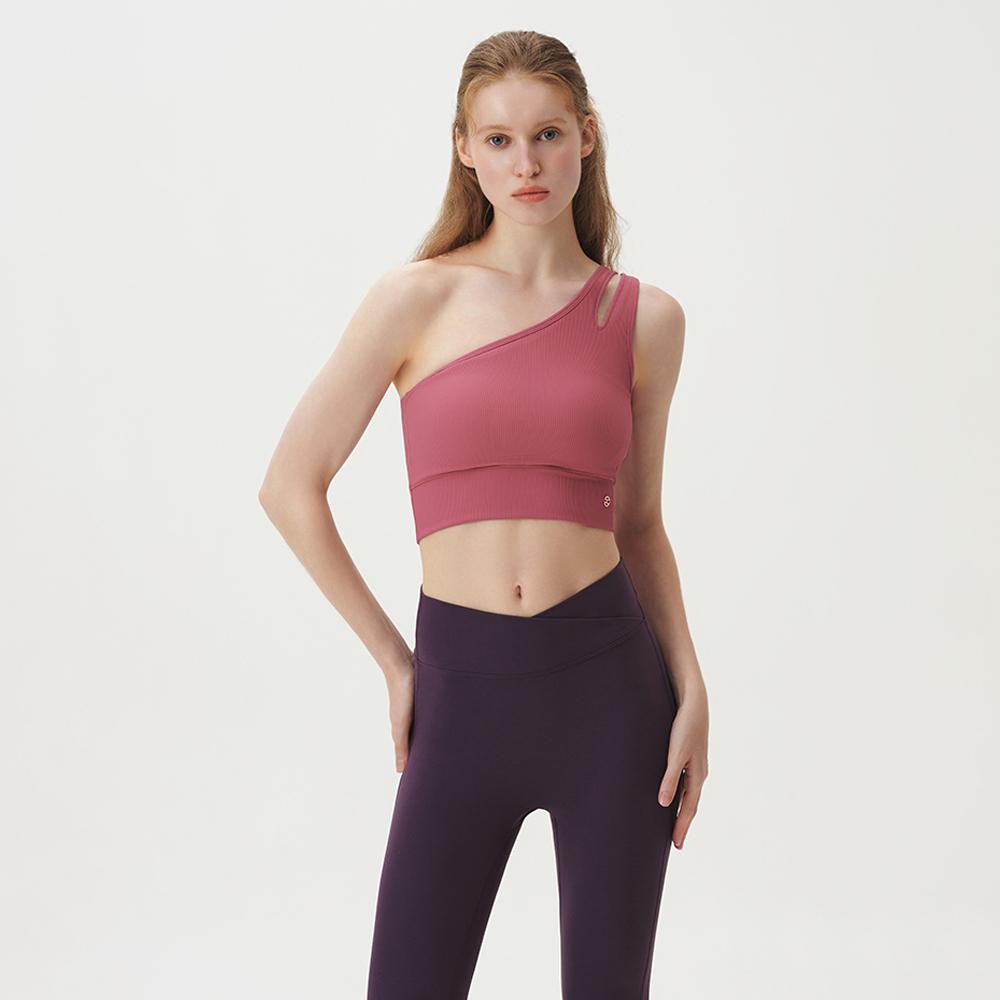 Witte Ribbed One-Shoulder Hole-Line Bra Top Htwtb4K02T Black/S