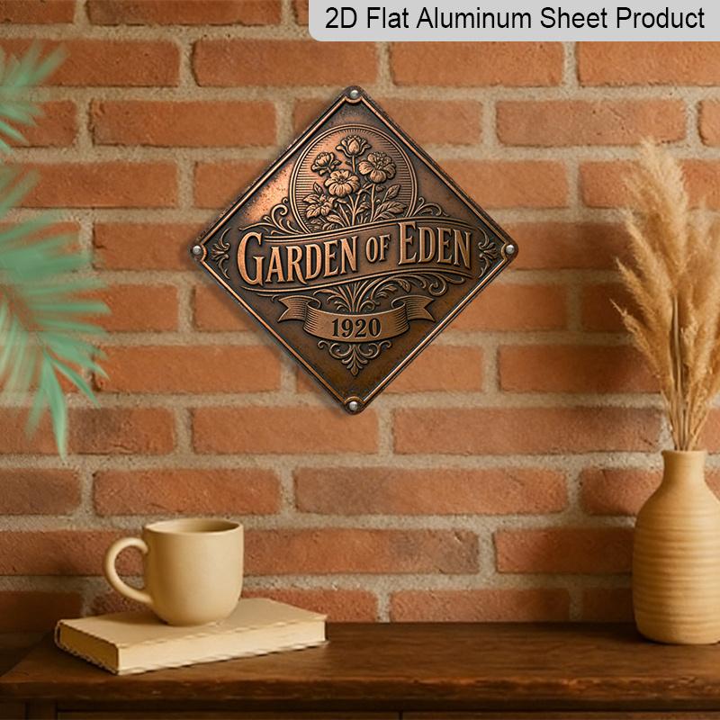 2D Flat -1pc Classic Floral Badge Theme In 2D Design, This Decorative Gift Is Perfect for Gardening Enthusiasts. It Features a Vintage Metal Sign