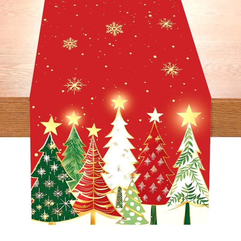 Christmas Table Runner Merry Xmas Home Decoration Ornament for Christmas Party Dinner Happy New Year Indoor Table Decor Accessory Supplies