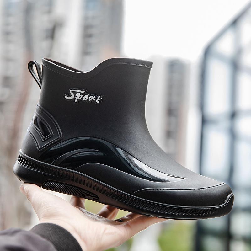 

Fleece rain shoes men s fashion new short tube non-slip warm rain boots short water shoes work outdoor rubber shoes 40 чорний