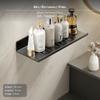60cm Bathroom Shelf, WallMounted Carbon Steel Organizer, NoDrill, Drainage Black 30cm
