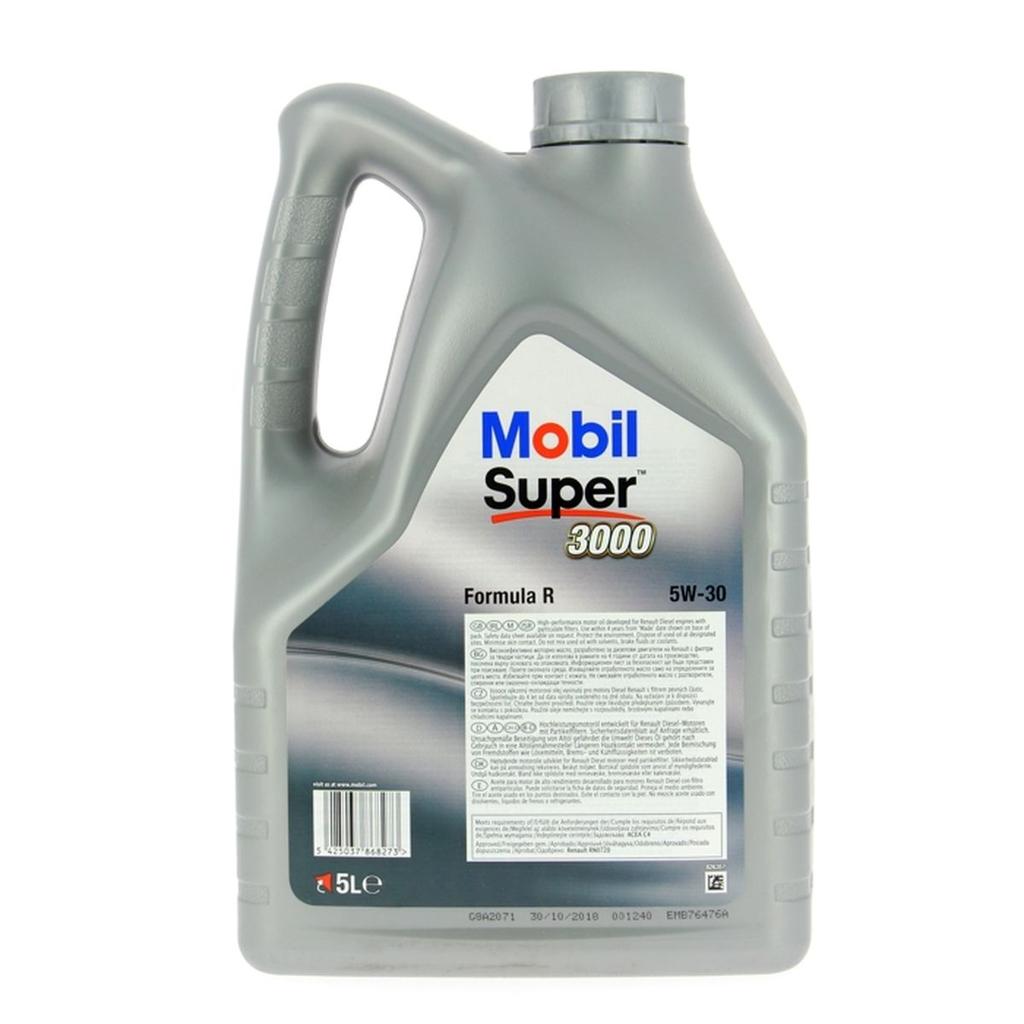 Huile moteur 5W-30 Synthétique - MOBIL - Super 3000 - Formula-R -bidon 5L - haute performance