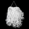 Santa Claus Beard Curly Fluffy Costume Adults/Kids Christmas Performance Santa Fake White Handlebar Mustache for Cosplay Party