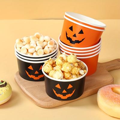 10pcs Pumpkin Paper Bowls, Ideal for Halloween & Fall Party Snacks