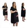 Maternity Nightgown for Childbirth Cotton Short Sleeve Size Black