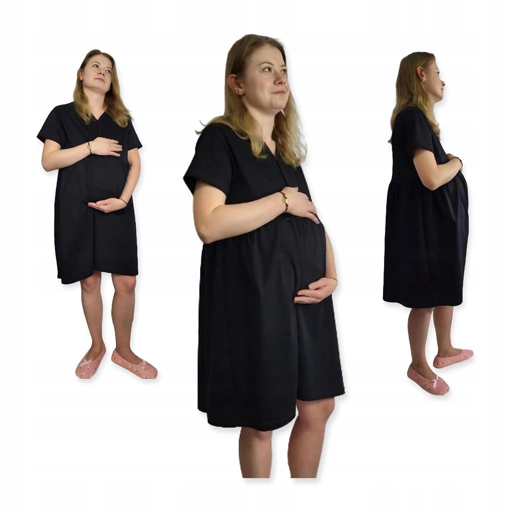 Maternity Nightgown for Childbirth Cotton Short Sleeve Size Black