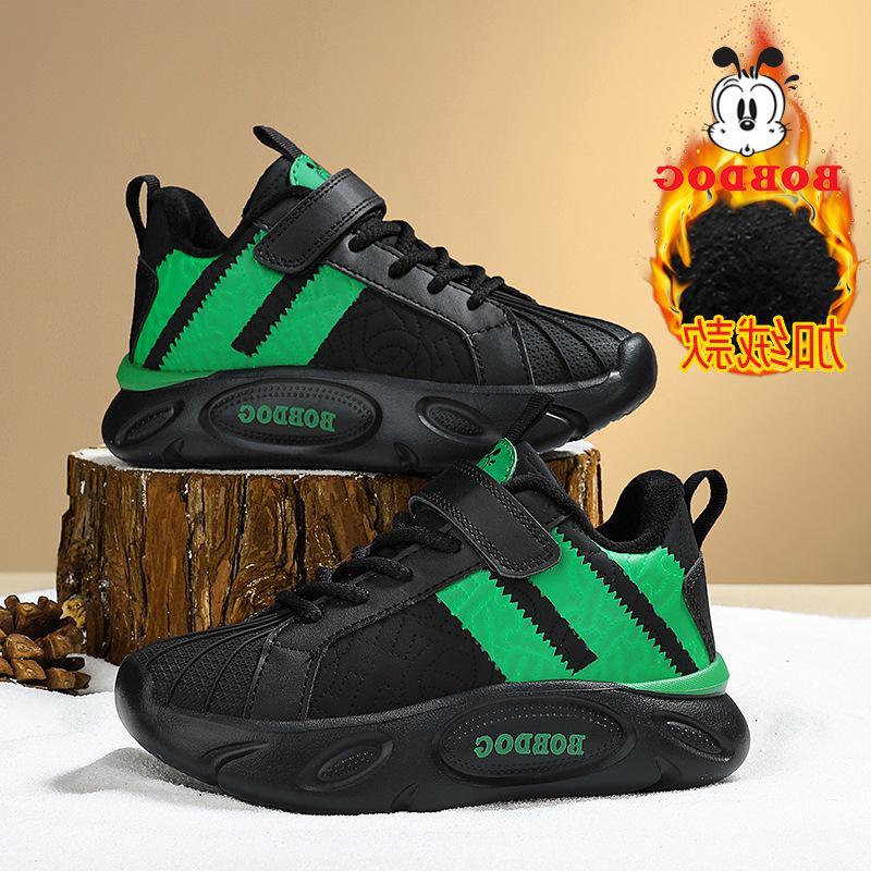 Bobodou Jungen Winterschuhe 2025 Baumwolle: Samtgefütterte, Warme Sportschalen-Schuhe für Mittelgroße & Große Kinder