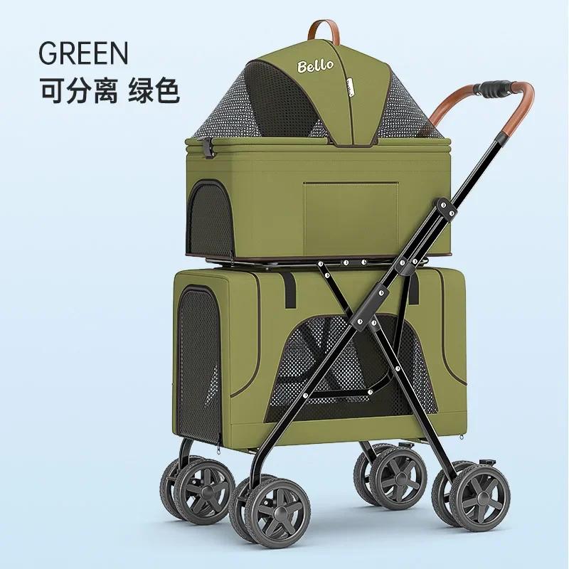 

LD03F Легкая складная двухслойная тележка для домашних животных, переноска для собак и съемная клетка для кошек