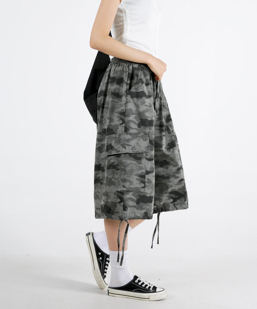 UMM Women'S Elastic Waist Camo Wide Bermuda Shorts 2 Colors