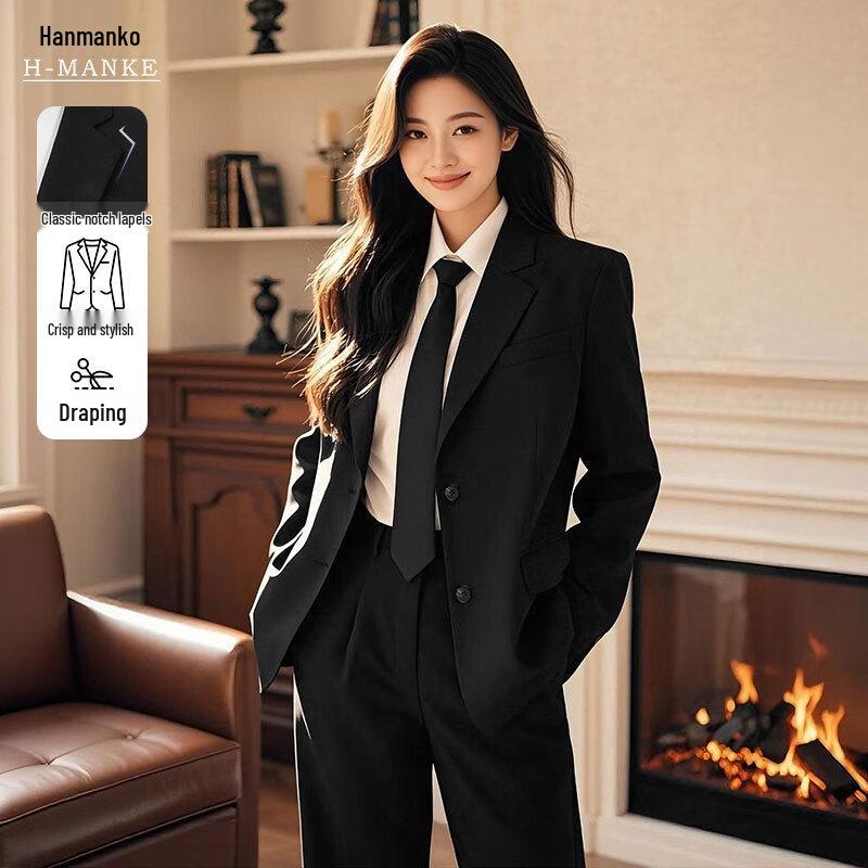 

HANMANKE Women s Black Classic Two-Button Blazer 4XL