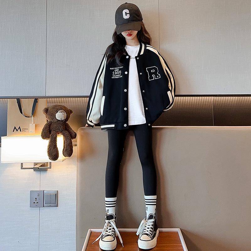 

2025 Spring/Autumn Girls Quilted Baseball Jacket & Sweatshirt - New Fashionable Big Child s Outerwear 140cm
