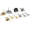 50pcs/lot Surgical Stainless Steel 4 5 6 8 10 12 Mm Pad Earrings Stud Post with Loop Fit Women DIY Earring Jewelry Making Craft