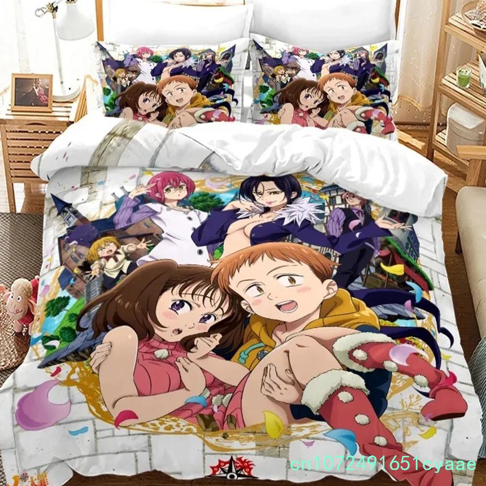 Die Sieben Todsünden Bettwäsche-Set Einzelbett Twin Full Queen King Size Anime Bett-Set Aldult Jungen Schlafzimmer Bettbezug-Sets 3D-Druck