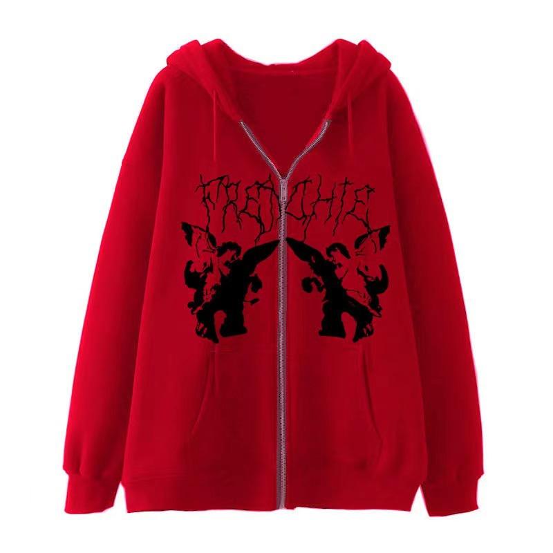 2023 Nuevo Cárdigan con Capucha Europeo y Americano con Cremallera Sudadera Retro Abrigo de Pareja Oversize de Moda Urbana para Hombre y Mujer