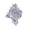 Group Inlaid Imitation Natural Argyle Pink Diamond Temperament Banquet Ring