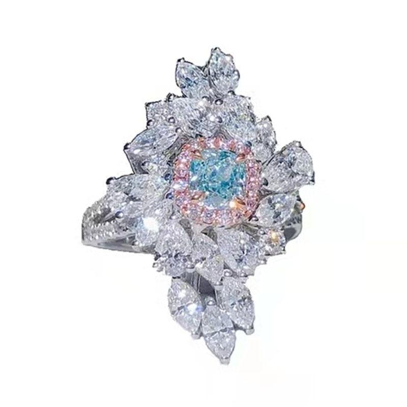 Group Inlaid Imitation Natural Argyle Pink Diamond Temperament Banquet Ring