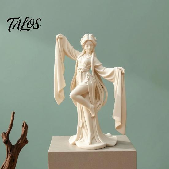 Fine Water Sleeve Dancer 3D Printed Ancient Chinese Ornament, Elegant Flowing Figurine, Artistic Tea Room Accents Traditional Oriental Aesthetic
