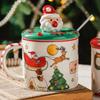 Festive Ceramic Santa Mug with Lid, Holiday Cartoon Coffee Cup, Large-Capacity Christmas Drinkware Gift