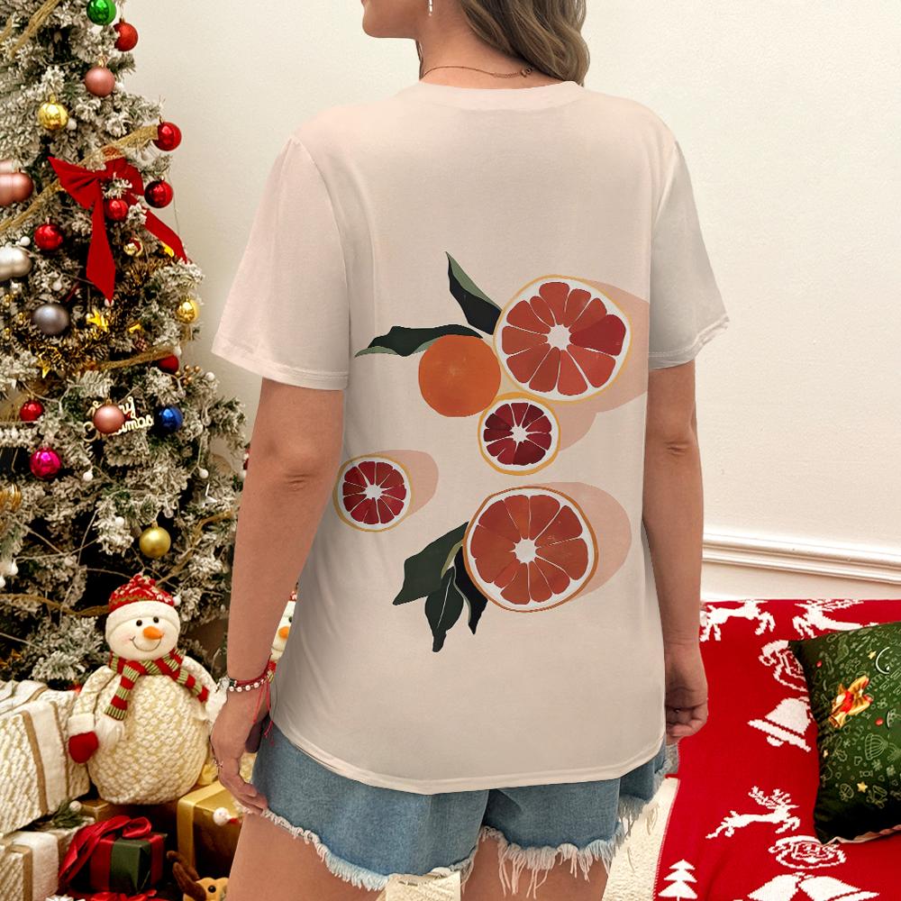 Fashion and Artistic Style Blue Floral Red Floral Print Daily Casual Women's Short Sleeved T-shirt