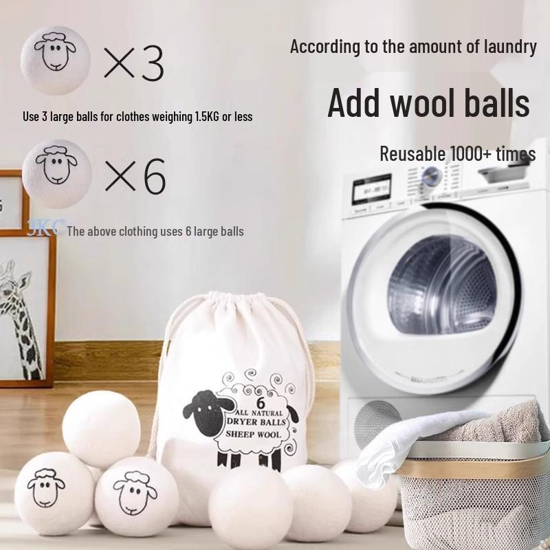 New Zealand Wool Dryer Balls: Anti-Static, Anti-Tangle, Wrinkle Removal, Water Absorption, Felted White Balls.