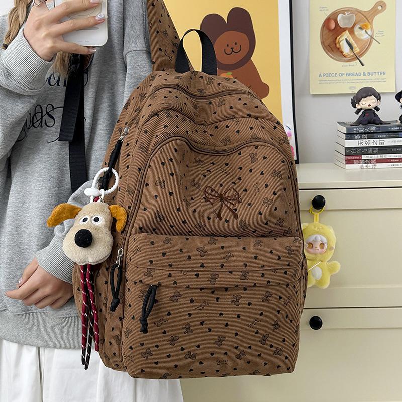 Schoolbag Korean version ins college style fresh bow schoolbag versatile sweet shoulder big size campus students lightweight schoolbag