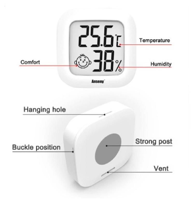 Mini Smiling Face Electronic Temperature And Humidity Meter Home Office LCD Temperature And Humidity Measuring Instrument