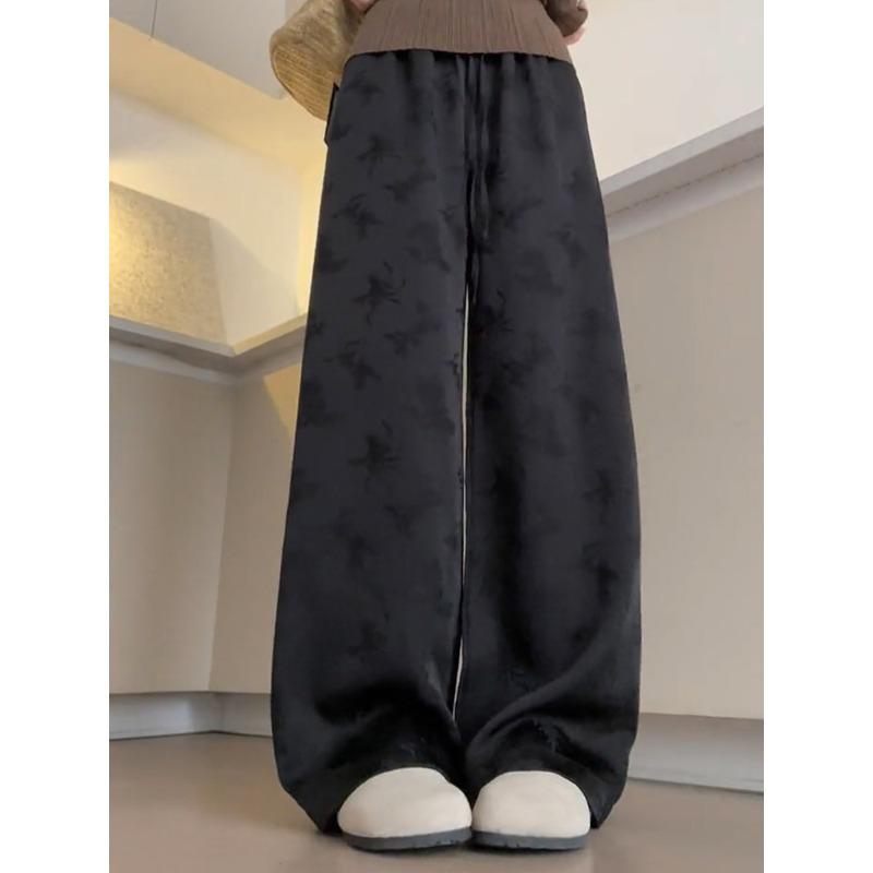 

2024 Women s High Waist Satin Drawstring White Wide-Leg Pants, National Style XS (60-79 lbs)