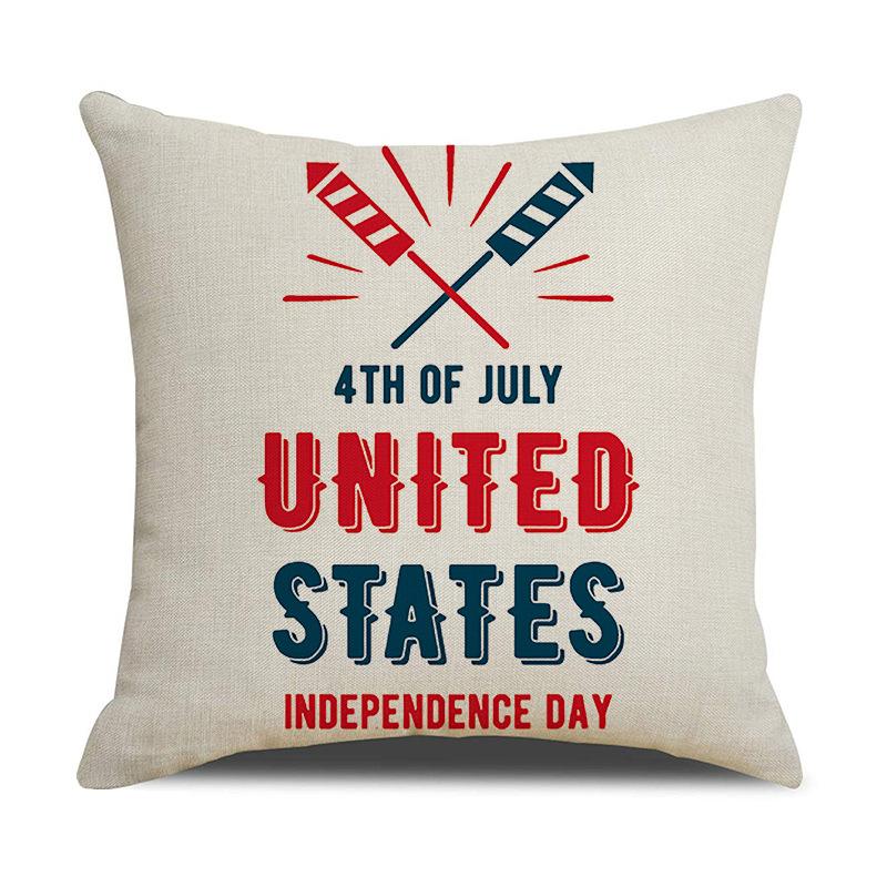 American Independence Day Linen Series Multiple Pillow Covers Simple Festive Printed Cushion Cover Sofa Pillow Cover Home Quality