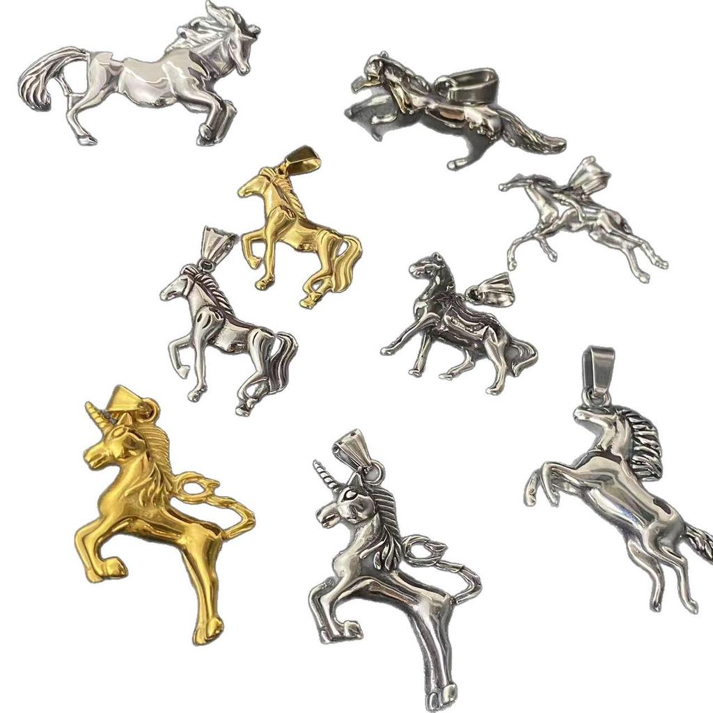 Stainless Steel Plated Creative DIY Jewelry Accessories Horse Pendant