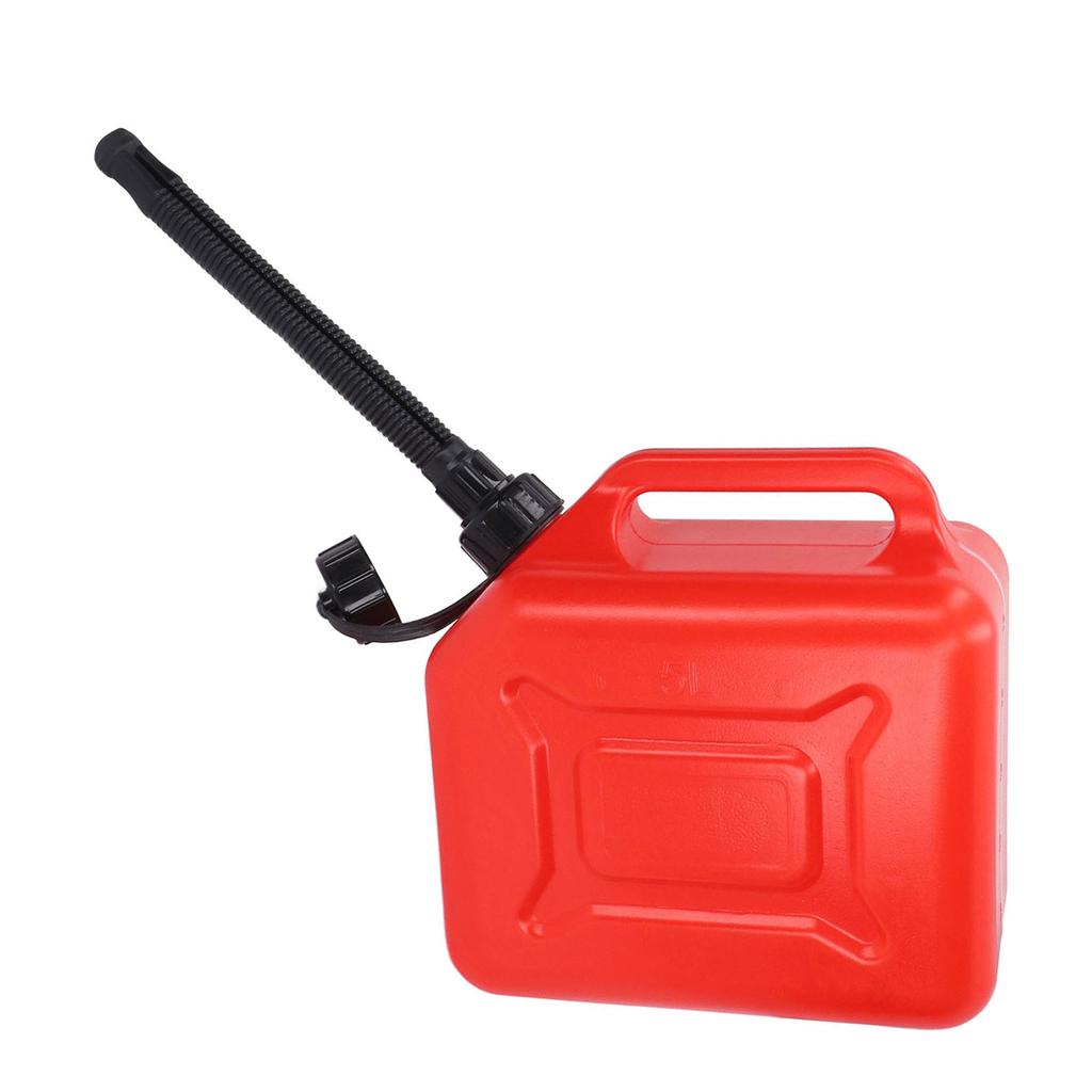 Gas Can 5L 1.3 Gallon ABS Leakage Free Red Portable Gasoline Container with 27cm Outlet Pipe and